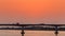 Bridge across the Mekong River at sunset. Thai-Lao friendship br