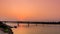 Bridge across the Mekong River at sunset. Thai-Lao friendship br