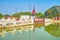 The bridge across the moat of the Royal Palace in Mandalay, Myanmar