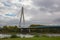 The bridge across the river rhine close to Neuwied with concrete pylon and steel cables