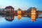 Bridge architecture on Elblag canal at night