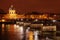 Bridge of Arts and Institute of France at night.