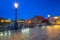 Bridge in Bydgoszcz city over Brda river at night