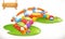 Bridge of candies. Sweet land, fruit candy vector icon