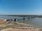 Bridge with cars at the entrance to Barnaul Russia