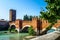 Bridge of Castelvecchio with arches over river Adige in Verona, Italy.