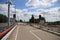 Bridge closed with barriers at the Prinses Margrietsluis sluice complex in the town of lemmer