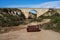 Bridge with a couch near Ascoy in the Murcia region of Spain