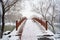 A bridge covered by a heavy snow