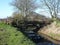 Bridge covered in overgrown foliage over drain