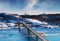 Bridge at the day time. Road and trasport. Natural landscape in the Lofoten islands, Norway.