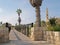 Bridge of desires and view of Catholic church. Yaffo, Israel