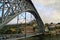 The bridge on edge of Oporto Ribeira in the evening, Portugal