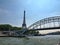 Bridge and Eiffel tower in Paris capital of France