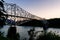 Bridge of the Gods toll bridge at sunset in Oregon