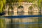 Bridge Green Willows Reflection Beihai Lake Park Beijing China