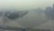 Bridge in Guangzhou City in Smog, Car Traffic and Cityscape. China. Aerial View