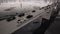 Bridge highway traffic top view 3d realistic footage