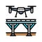 bridge inspection drone color icon vector illustration