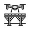 bridge inspection drone line icon vector illustration