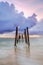 Bridge in the kaopilay beach at sunset