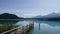 Bridge on lake Faaker with mountain views