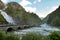 Bridge and Latefossen or Latefoss - one of the biggest waterfalls in Norway, Scandinavia, Europe