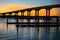 The bridge leading from St.Augustine to Vilano Beach in Florida as the sun sets.