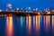 The bridge lights reflecting pool. phitsanulok