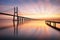 Bridge Lisbon at sunrise, Portugal - Vasco da Gamma