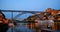 Bridge Luis I at night in Porto