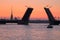 Bridge at night on the Neva River.