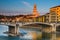 Bridge over Adige river in Verona, Duomo tower