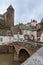 Bridge over the Armancon river, medieval city of Semur-en-Auxois, Burgundy, France