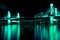 Bridge over Brazos River illuminated by LED in Waco, Texas / Light painted bridge