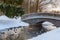 Bridge over canal in Catherine park at Tsarskoe Selo in winter. Pushkin. Saint Petersburg. Russia