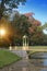 Bridge over the channel overgrown with a duckweed. Catherine Park. Pushkin Tsarskoye Selo. Petersburg