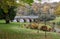 The bridge over the lake at Stourhead National Trust property near Warminster in Wiltshire UK