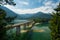 Bridge over the lake Sylvensteinsee in Bavaria