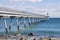 Bridge over mediterranean sea, pont del petroli, Badalona, Catalonia, Spain.