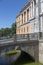 Bridge over the moat to the main entrance to St. Michael`s Castle in St. Petersburg