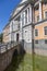 Bridge over the moat to the main entrance to St. Michael`s Castle in St. Petersburg