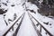 Bridge over mountain torrent kuhflucht in winter