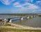 Bridge over the Ob river. Infrastructure of the city of Barnaul.