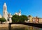 Bridge over Onyar and Collegiate Church with Gothic Cathedral