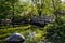 Bridge over the pond at Kariya Park - Japanese style garden in Mississauga, Ontario, Canada