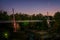 Bridge over the Reedy River at twilight, at the Falls Park on th