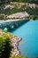 Bridge over the reservoir Lac de Serre-Ponson. River Durance. Southeast France.Alpes