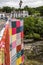 Bridge  over the River Dee in LLangollen, Wales on July 11, 2021. Four unidentified