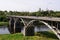 Bridge over the river in the town of Staritsa Tver region, Russia